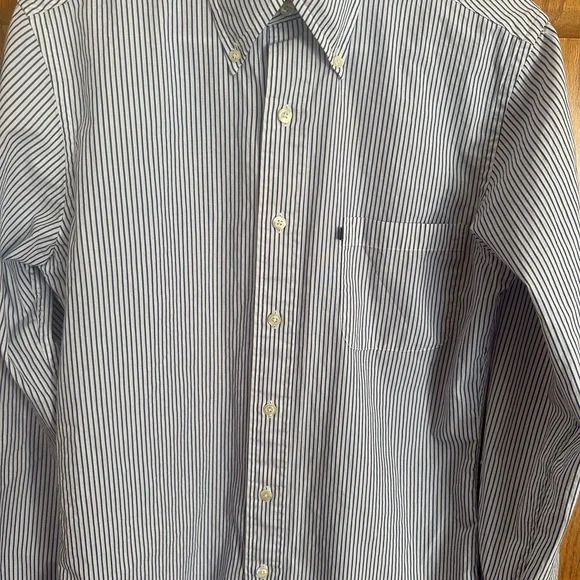 Brooks Brothers Men's White and Blue Striped Button Down Shirt - Picture 4 of 5